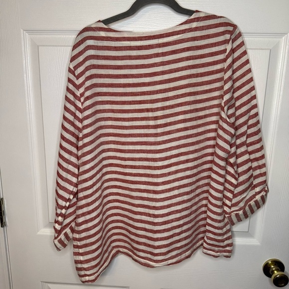 Rachel Zoe Red and White Striped Blouse 100% Linen Size Large GUC - Picture 5 of 6